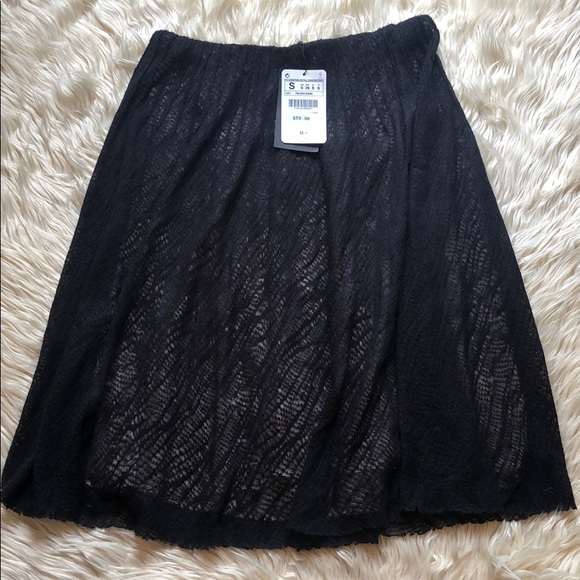 Zara NWT black wool blend flowy skirt 😍 - Picture 1 of 7